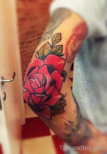 Fabulous Rose Tattoo On Elbow