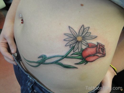 Fabulous Rose Tattoo On Stomach