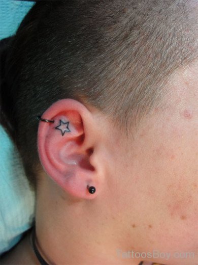 Fabulous Star Tattoo On  Ear