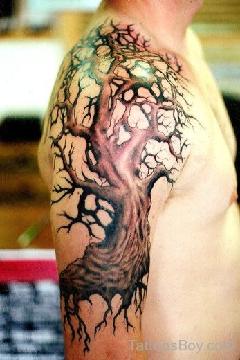 Superb Tree Tattoo On Shoulder