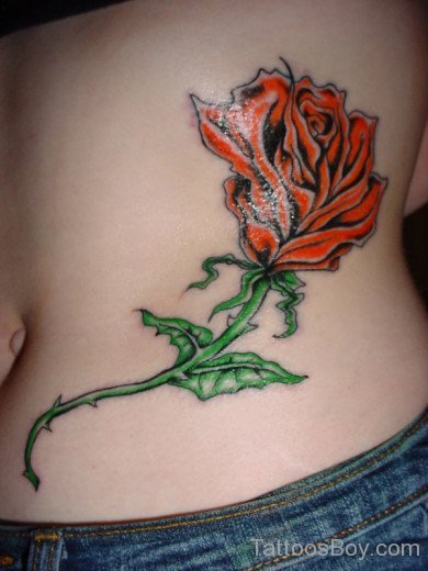 Fantastic Rose Tattoo On Rib