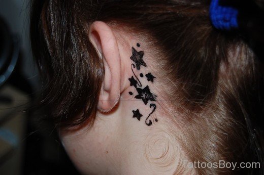 Fantastic Star Tattoo On Ear
