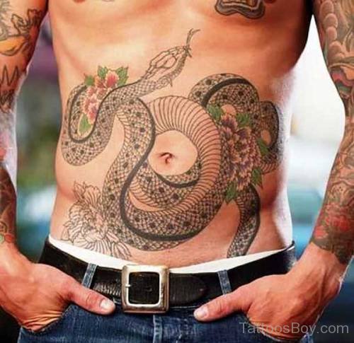 Fantastic Snake Tattoo On Stomach