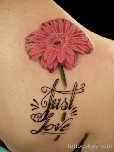 Fine Daisy Flower Tattoo On Back