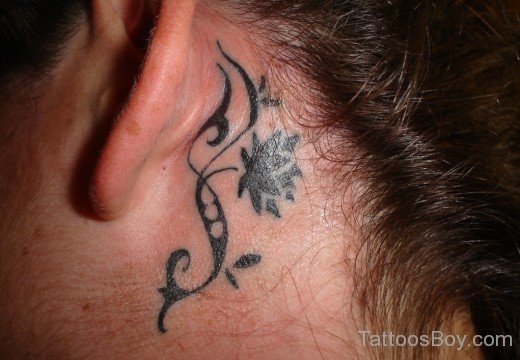 Delightful Flower Tattoo On Ear