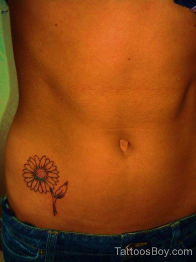 Funky Flower Tattoo On Waist