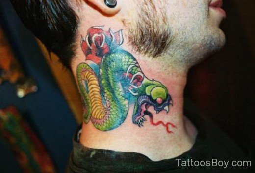 Funky Snake Tattoo On Neck