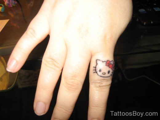 Funny Cartoon Tattoo On Finger