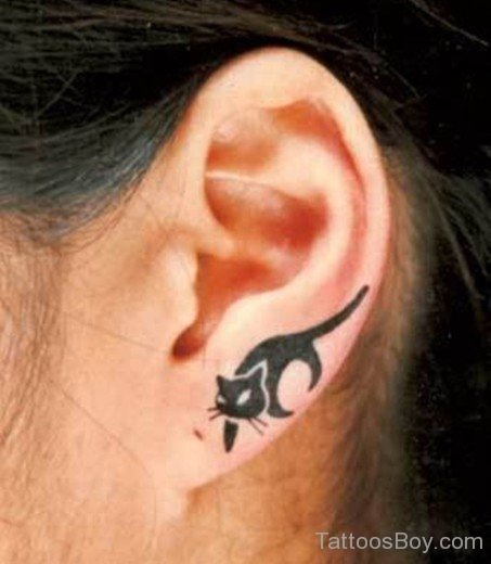 Gorgeous Cat Tattoo On Ear
