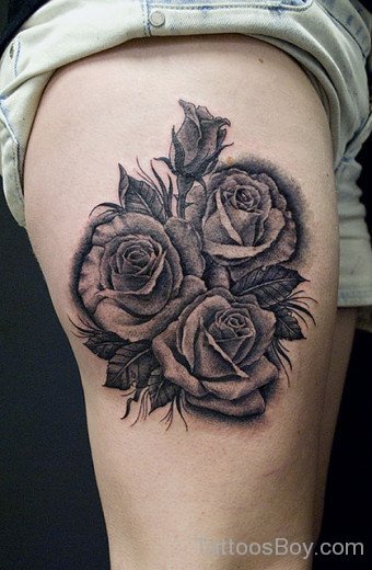 Graceful Rose Tattoo On Rib