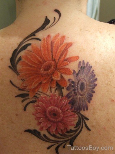 Graceful  Daisy Flower Tattoo On Back