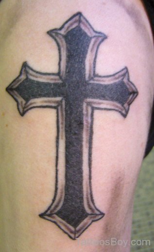 Amazing Cross Tattoo On Shoulder