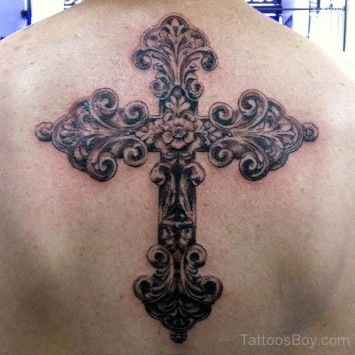 Impressive Cross Tattoo On Back Body