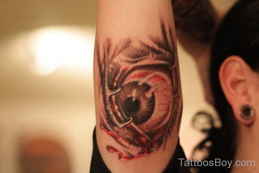 Impressive Eye Tattoo On Elbow