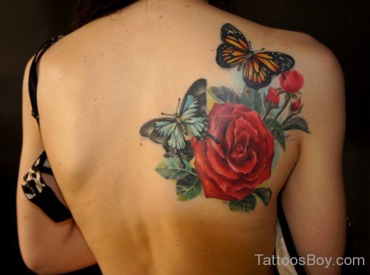 Impressive Rose Tattoo On Back 