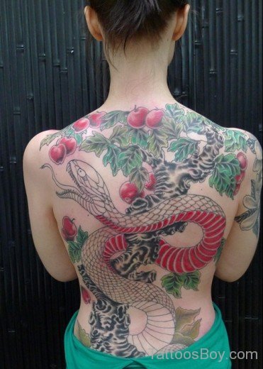Gorgeous Snake Tattoo On Back Body