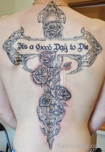 Cool Cross Tattoo On Back