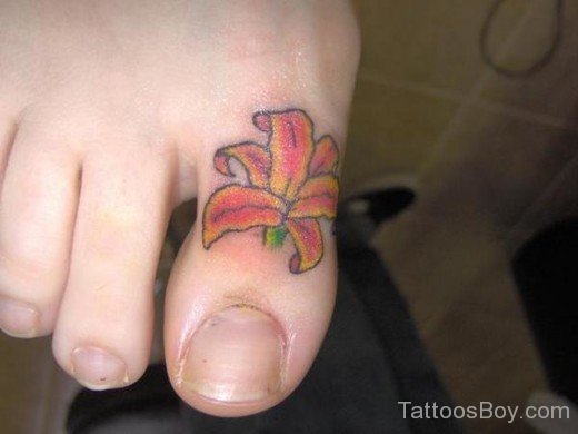 Beautiful Lily Tattoo On Toe