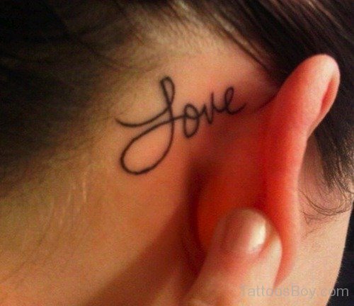 Love Tattoo On Ear