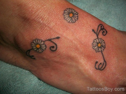 Lovely Flower Tattoo On Foot