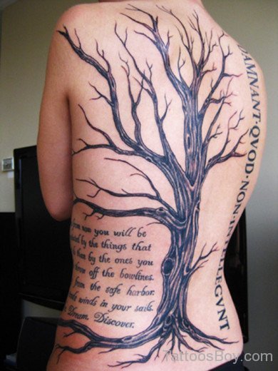 Lovely Tree Tattoo On Back