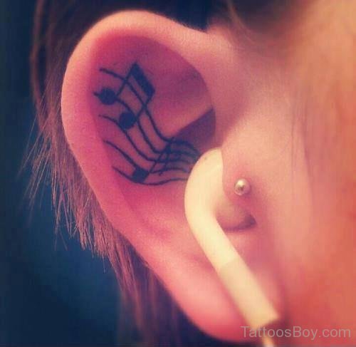 Musical Note Tattoo On  Ear
