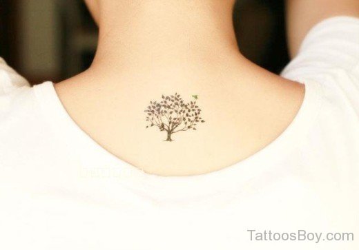 Stylish Tree Tattoo On Neck