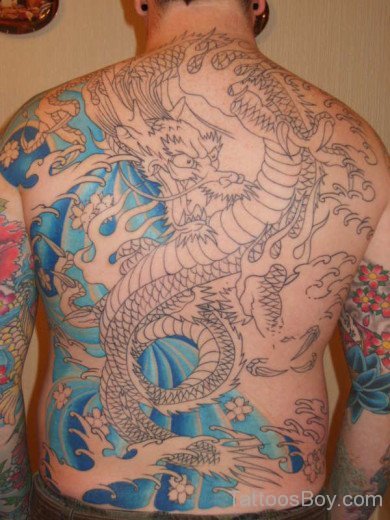 Nice Dragon Tattoo On Back 