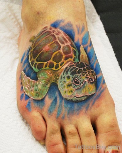 Nice Turtle Tattoo On Foot