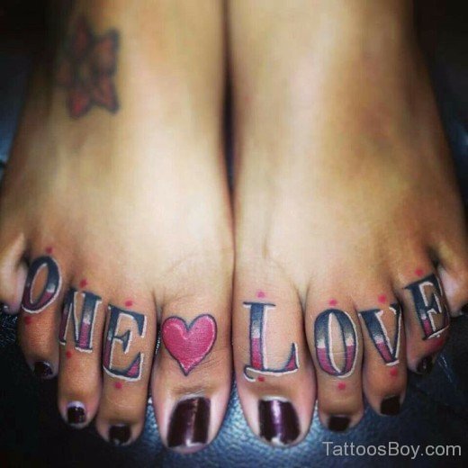One Love Tattoo On Toe