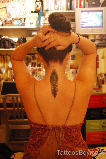 Peacock Feather Tattoo On Back