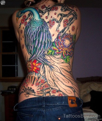 Peacock Tattoo On   Back Body