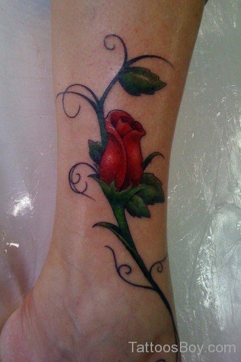 Admirable Red Rose Tattoo On Arm