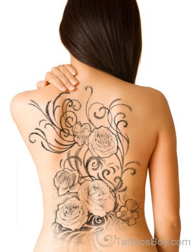 Lovely Flower Tattoo On Back