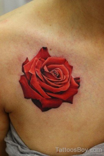 Delightful Rose Tattoo On Chest