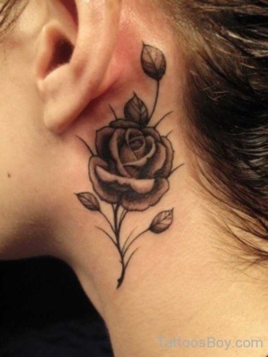 Rose Tattoo On Neck