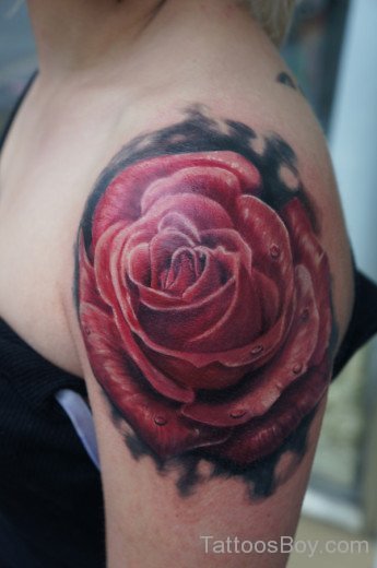 Fabulous Rose Tattoo On Shoulder