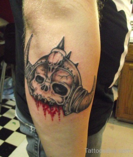 Gloomy Skull Tattoo On Elbow