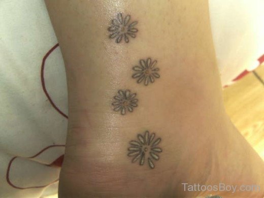 Graceful  Flower Tattoo On Ankle