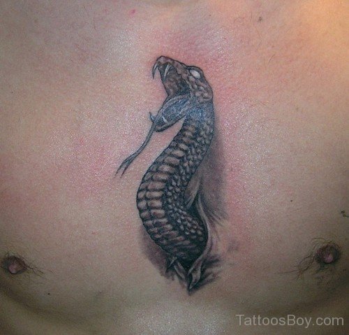 Gloomy Snake Tattoo On Chest