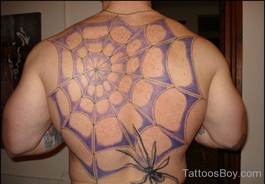 Funky Spider Web Tattoo On Back