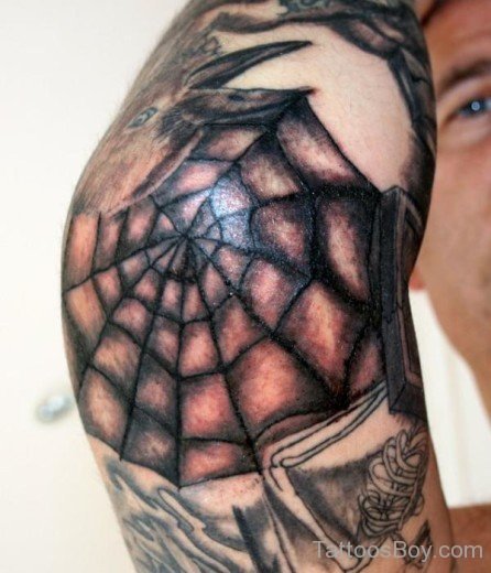 Attractive Spider Web Tattoo On Elbow