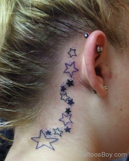 Stars Vine Tattoo On  Ear