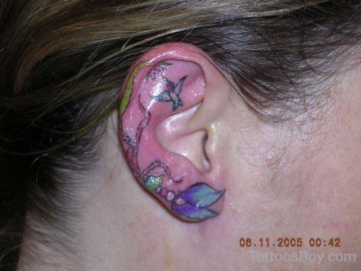 Stylish Bird Tattoo On Ear