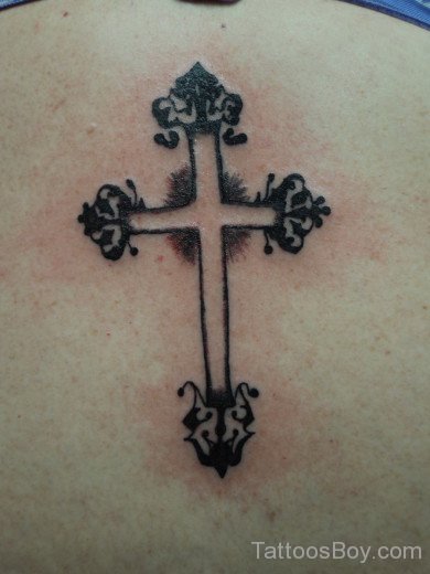 Stylish Cross Tattoo Design On Back