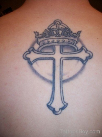 Stylish Cross Tattoo With Crown