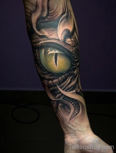 Funky  Eye Tattoo On Arm;