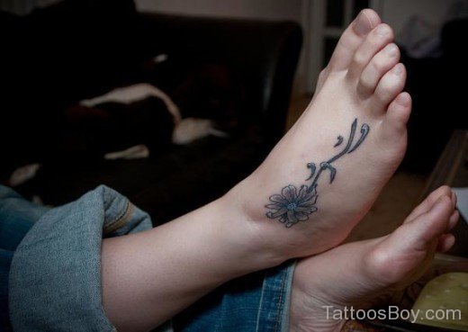 Stylish Flower Tattoo On Ankle