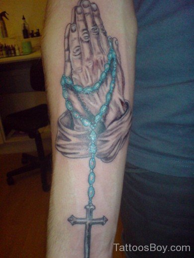 Awful Rosary Tattoo On Arm