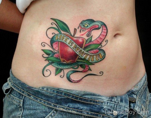 Stylish Snake Tattoo On Stomach